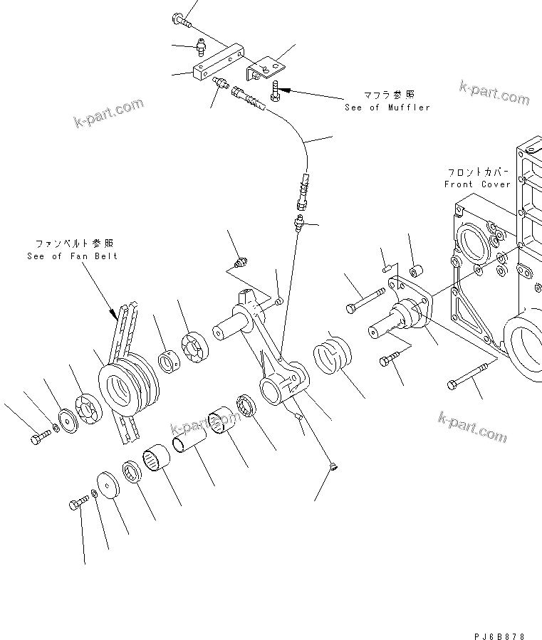 Komatsu parts book diagram for SA6D140E-3CM-7 S/N 110001-UP: TENSION PULLEY