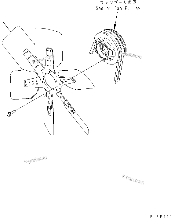 Komatsu parts book diagram for SA6D140E-3CM-7 S/N 110001-UP: COOLING FAN