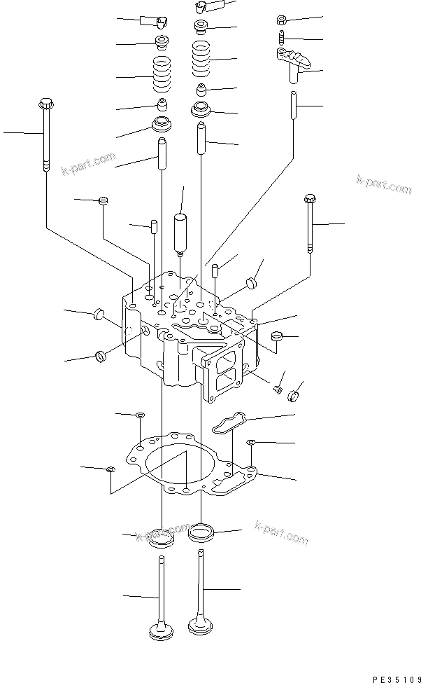 Komatsu parts book diagram for SA6D125E-2A-KU S/N 60721-UP: CYLINDER HEAD(#67604-)
