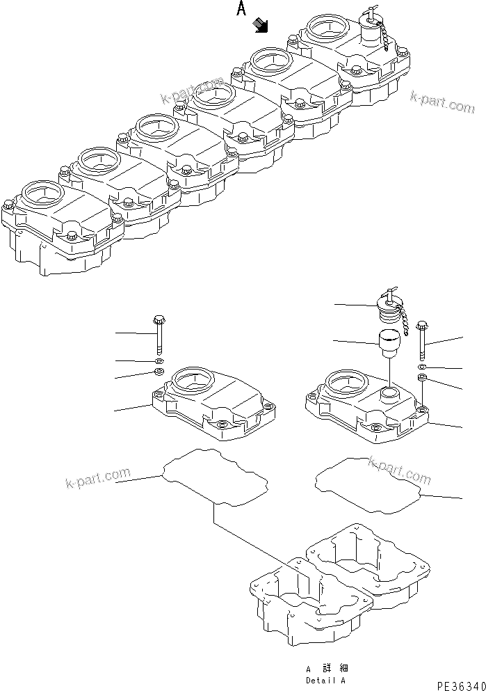 Komatsu parts book diagram for SA6D125E-2A-KU S/N 60721-UP: HEAD COVER(#60721-75757)