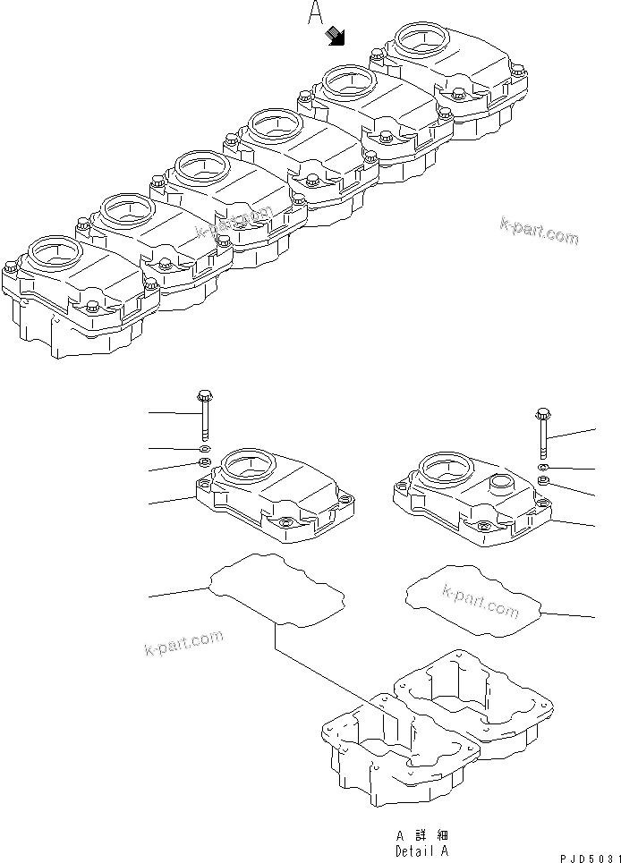 Komatsu parts book diagram for SA6D125E-2A-KU S/N 60721-UP: HEAD COVER(#75758-)