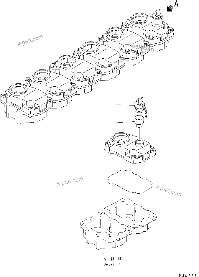 Komatsu parts book diagram for SA6D125E-2A-KU S/N 60721-UP: HEAD COVER MOUNTING (CAP)(#75758-)