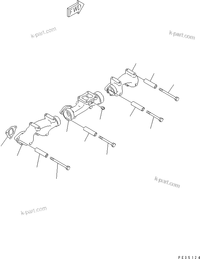 Komatsu parts book diagram for SA6D125E-2A-KU S/N 60721-UP: EXHAUST MANIFOLD