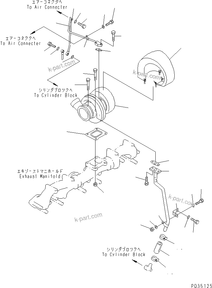 Komatsu parts book diagram for SA6D125E-2A-KU S/N 60721-UP: TURBOCHARGER OIL PIPING (FOR EC REGULATION)(#77552-)