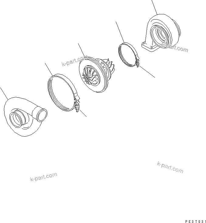 Komatsu parts book diagram for SA6D125E-2A-KU S/N 60721-UP: TURBOCHARGER (FOR EC REGULATION) (INNER PARTS)(#77552-)