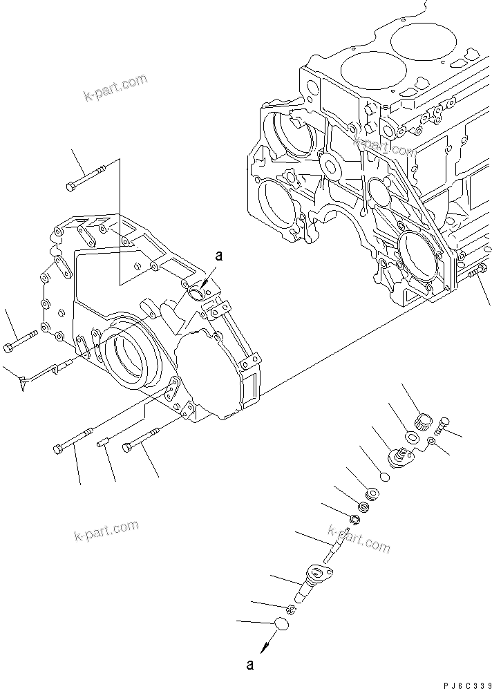Komatsu parts book diagram for SA6D125E-2A-KU S/N 60721-UP: FRONT COVER MOUNTING(#75758-)