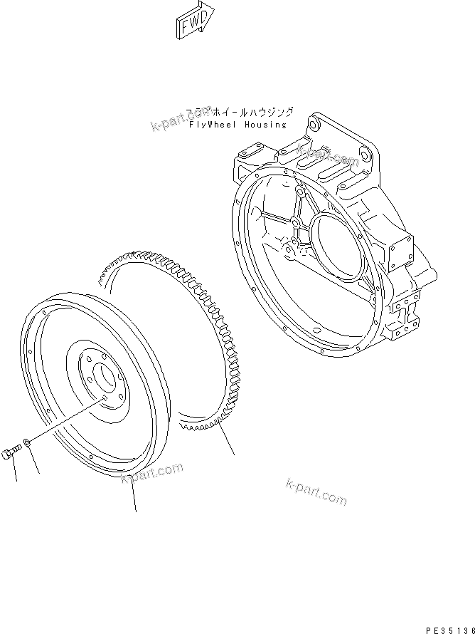 Komatsu parts book diagram for SA6D125E-2A-KU S/N 60721-UP: FLYWHEEL