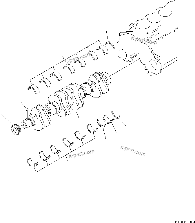Komatsu parts book diagram for SA6D125E-2A-KU S/N 60721-UP: CRANKSHAFT