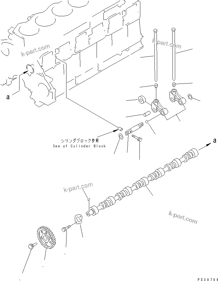 Komatsu parts book diagram for SA6D125E-2A-KU S/N 60721-UP: CAMSHAFT(#60721-75757)
