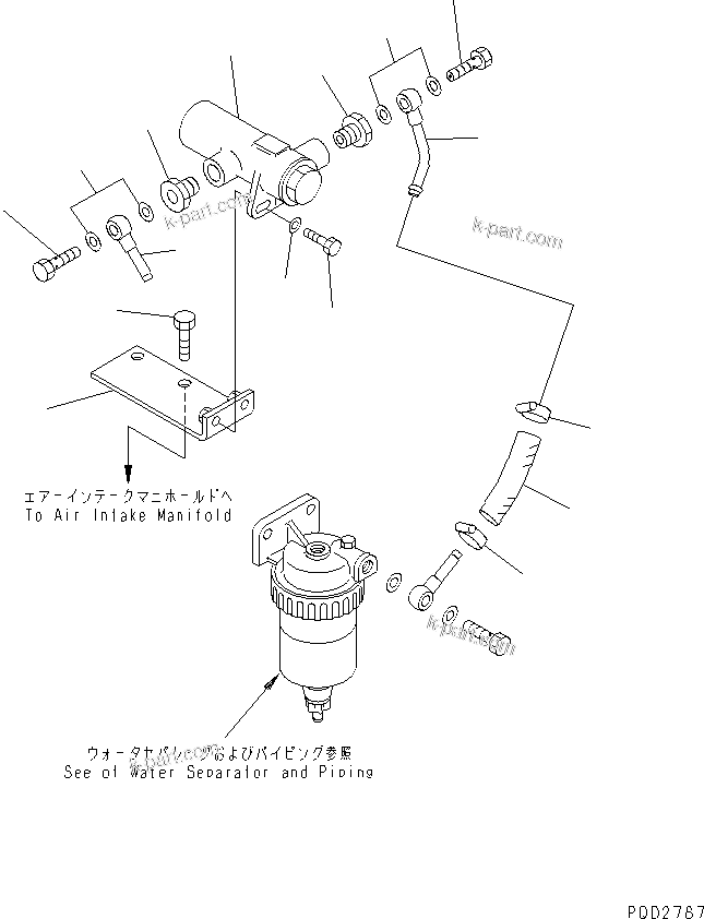 Komatsu parts book diagram for SA6D125E-2A-KU S/N 60721-UP: FUEL PRE-FILTER (WITH WATER SEPARATER)(#70824-)