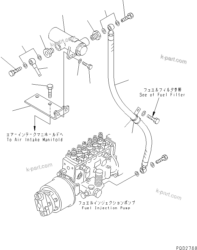 Komatsu parts book diagram for SA6D125E-2A-KU S/N 60721-UP: FUEL PRE-FILTER(#64676-)