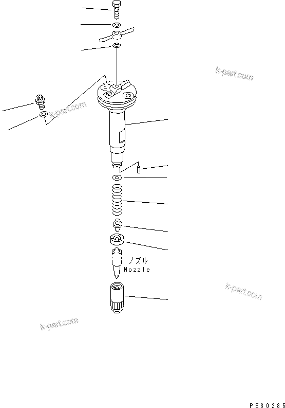 Komatsu parts book diagram for SA6D125E-2A-KU S/N 60721-UP: NOZZLE HOLDER (INNER PARTS)