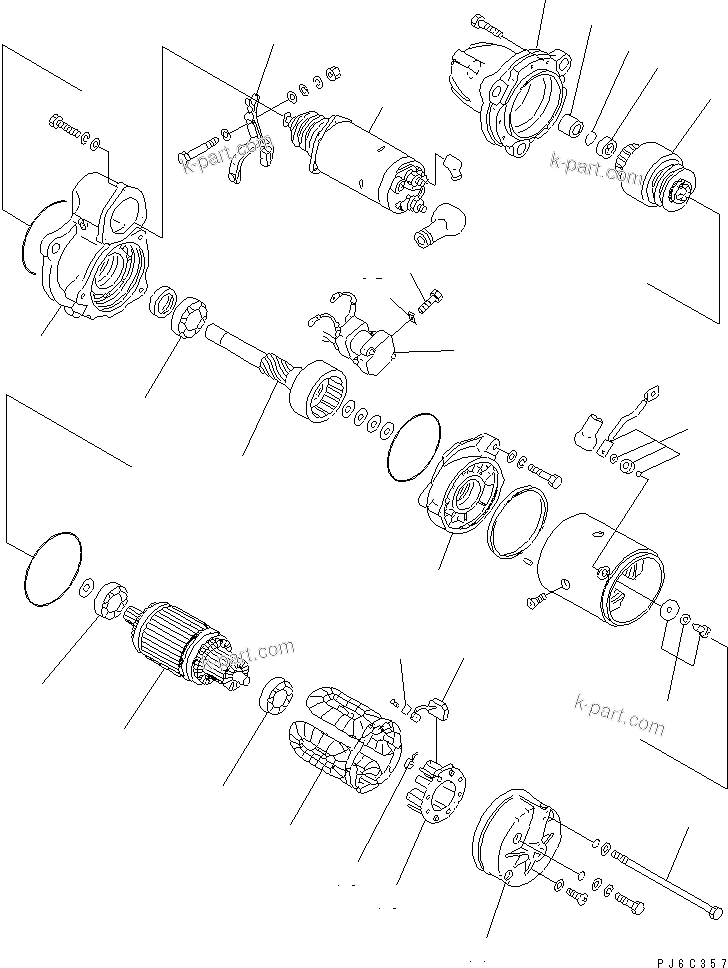 Komatsu parts book diagram for SA6D125E-2A-KU S/N 60721-UP: STARTING MOTOR (7.5KW) (INNER PARTS)(#70176-)