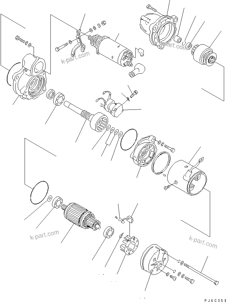 Komatsu parts book diagram for SA6D125E-2A-KU S/N 60721-UP: STARTING MOTOR (7.5KW) (INNER PARTS)(#70176-)