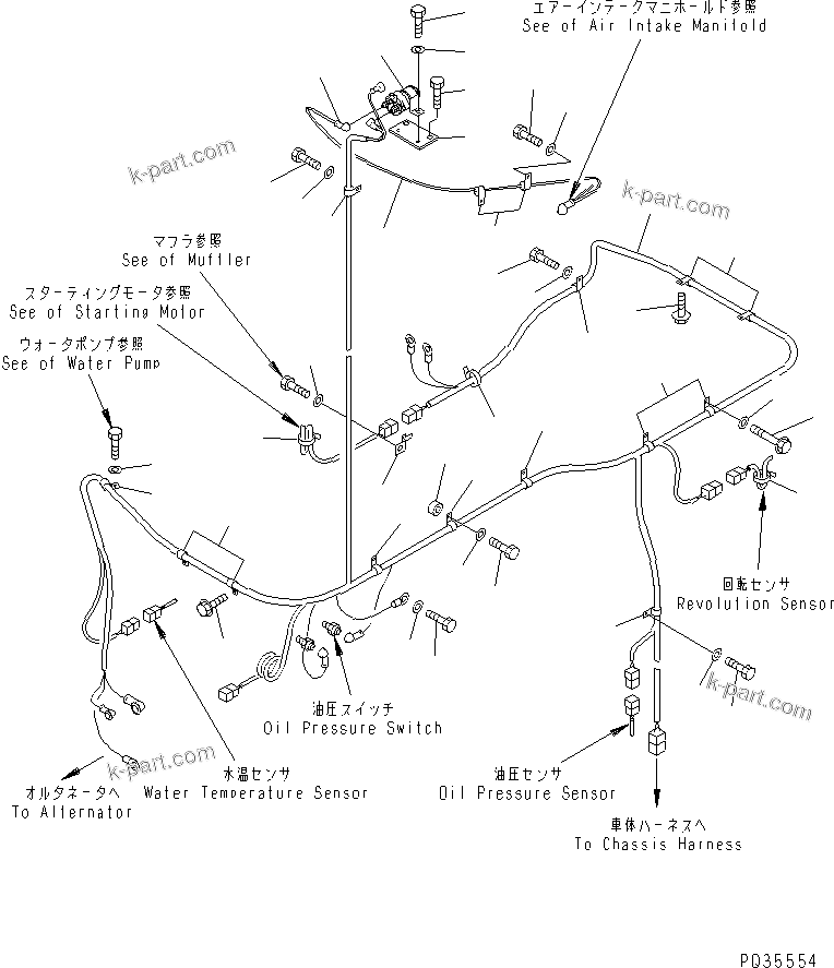 Komatsu parts book diagram for SA6D125E-2A-KU S/N 60721-UP: ELECTRICAL WIRING