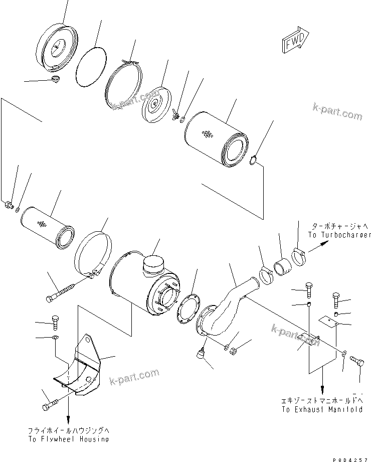 Komatsu parts book diagram for SA6D125E-2A-C S/N 60721-UP: AIR CLEANER(#69113-)