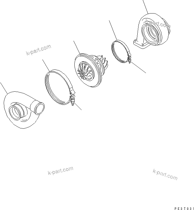 Komatsu parts book diagram for SA6D125E-2A-C S/N 60721-UP: TURBOCHARGER (INNER PARTS)