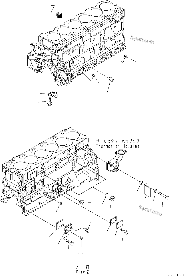 Komatsu parts book diagram for SA6D125E-2A-C S/N 60721-UP: CYLINDER BLOCK (2/2)(#69913-75757)