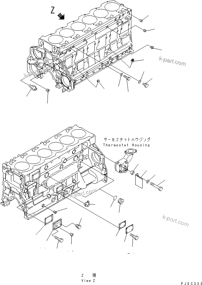 Komatsu parts book diagram for SA6D125E-2A-C S/N 60721-UP: CYLINDER BLOCK RELATED PARTS(#75758-)