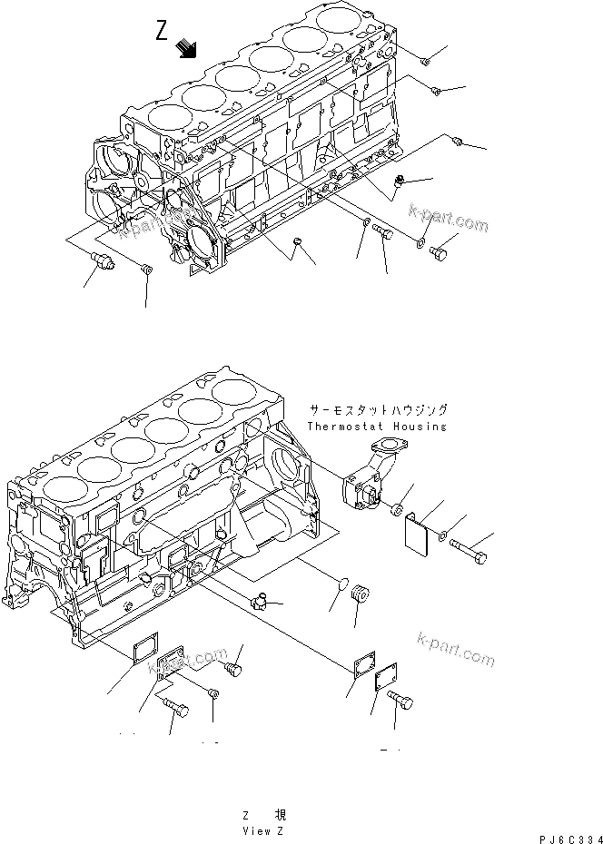 Komatsu parts book diagram for SA6D125E-2A-C S/N 60721-UP: CYLINDER BLOCK RELATED PARTS (FOR BYPASS FILTER)(#75758-)
