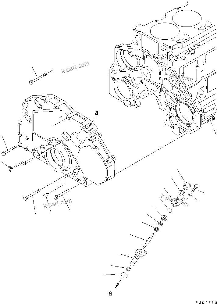 Komatsu parts book diagram for SA6D125E-2A-C S/N 60721-UP: FRONT COVER MOUNTING(#75758-)
