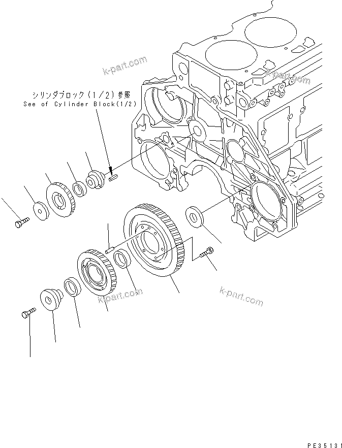 Komatsu parts book diagram for SA6D125E-2A-C S/N 60721-UP: IDLER GEAR