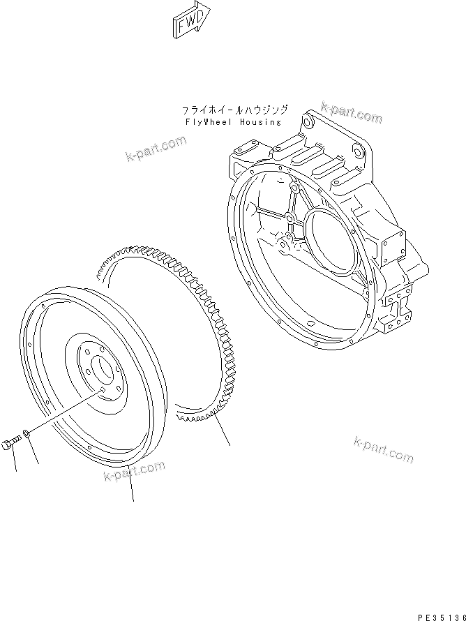Komatsu parts book diagram for SA6D125E-2A-C S/N 60721-UP: FLYWHEEL