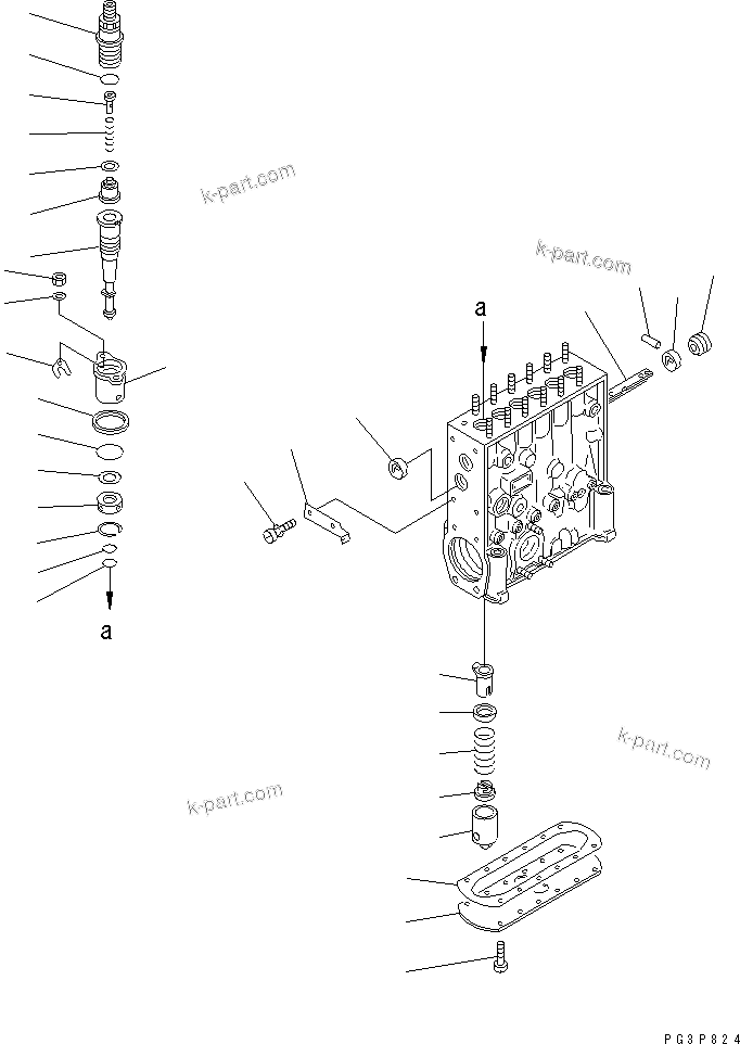 Komatsu parts book diagram for SA6D125E-2A-C S/N 60721-UP: FUEL INJECTION PUMP (PUMP) (2/2) (WITH BOOST-COMPENSATOR) (INNER PARTS)(#60721-77551)
