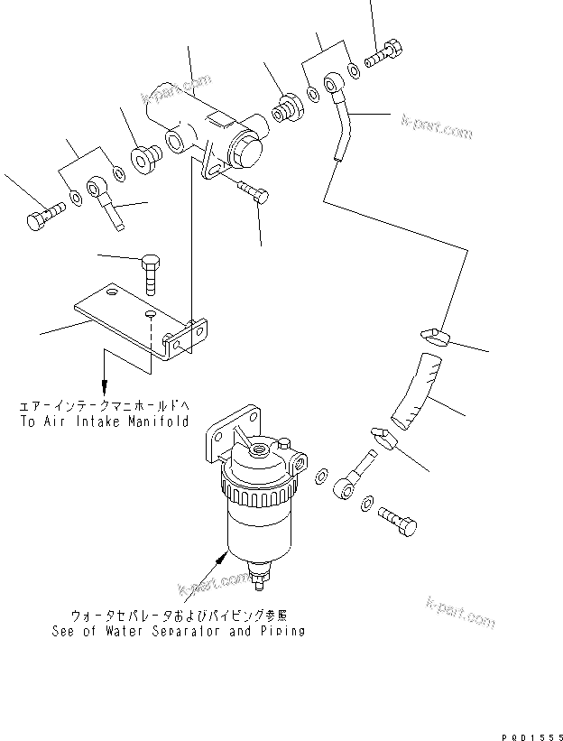 Komatsu parts book diagram for SA6D125E-2A-C S/N 60721-UP: FUEL PRE-FILTER (WITH WATER SEPARATER)(#64676-70823)