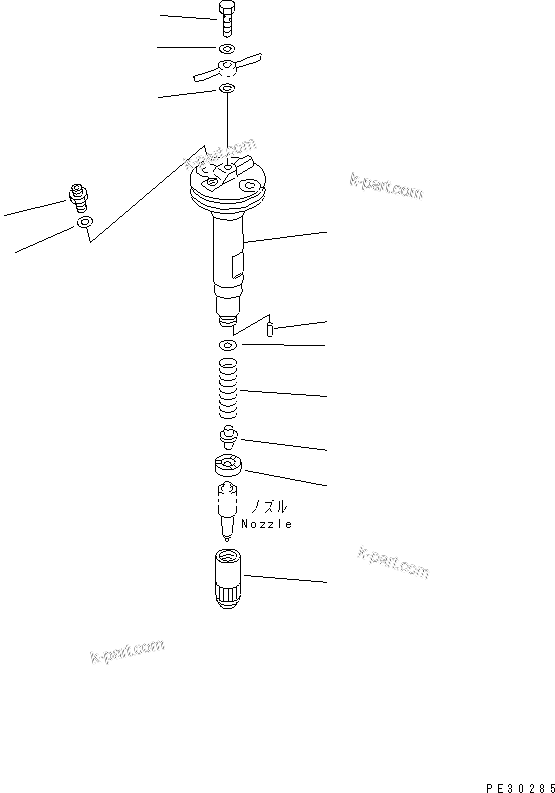 Komatsu parts book diagram for SA6D125E-2A-C S/N 60721-UP: NOZZLE HOLDER (INNER PARTS)