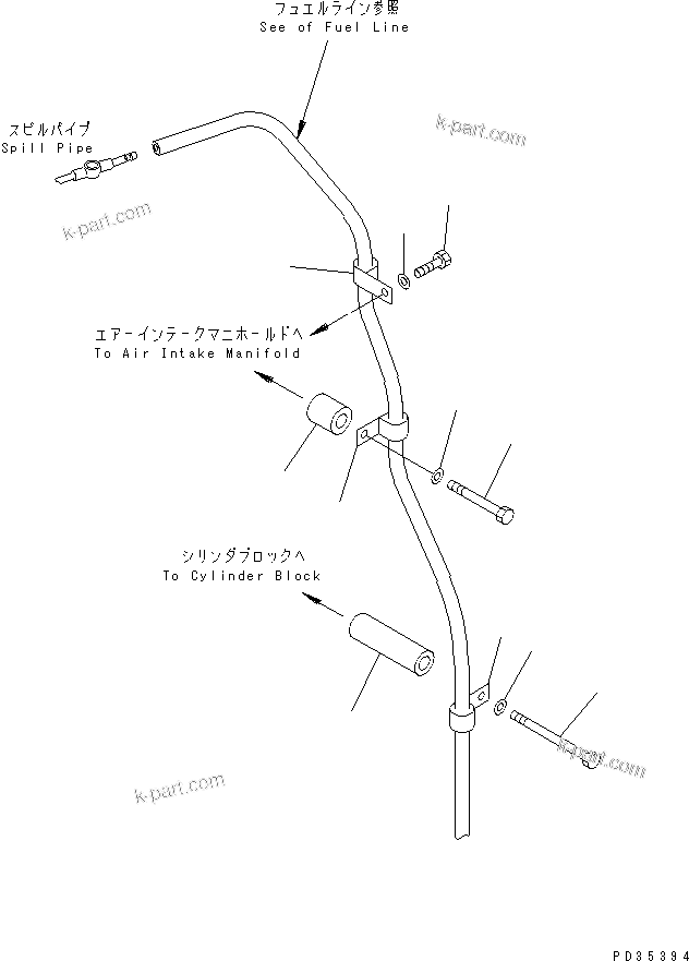 Komatsu parts book diagram for SA6D125E-2A-C S/N 60721-UP: FUEL RETURN