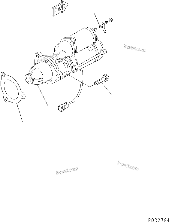 Komatsu parts book diagram for SA6D125E-2A-C S/N 60721-UP: STARTING MOTOR MOUNTING (7.5KW)(#70176-)