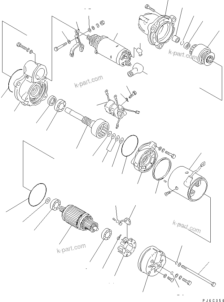Komatsu parts book diagram for SA6D125E-2A-C S/N 60721-UP: STARTING MOTOR (7.5KW) (SEA WATER-RSSISTANT) (INNER PARTS)(#82970-)
