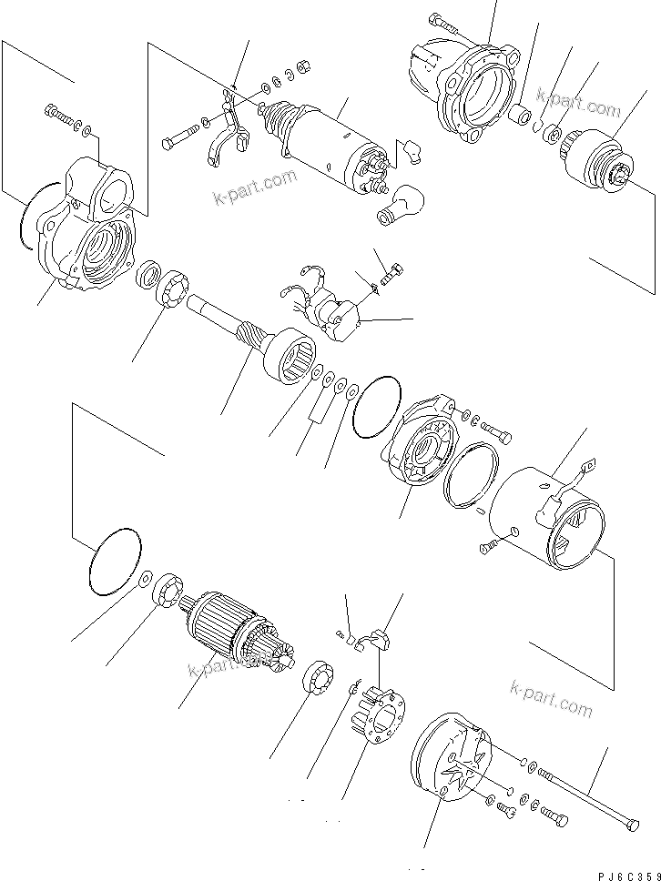 Komatsu parts book diagram for SA6D125E-2A-C S/N 60721-UP: STARTING MOTOR (7.5KW) (INNER PARTS)(#70176-)