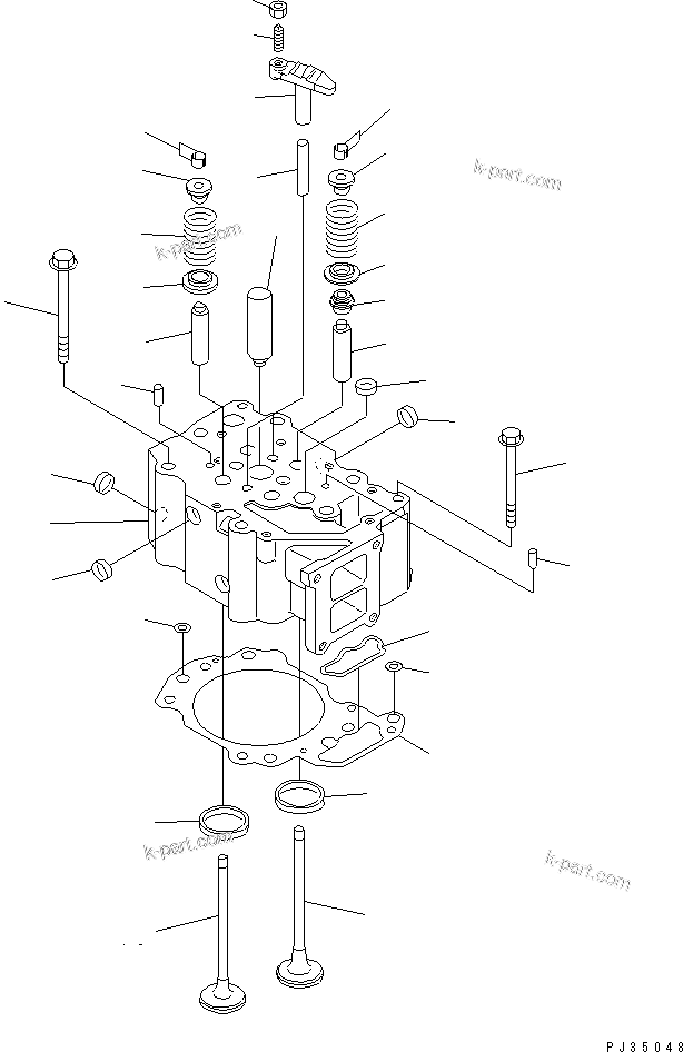 Komatsu parts book diagram for SA6D125-1T S/N 31492-UP: CYLINDER HEAD