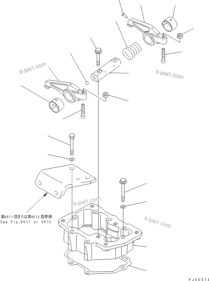 Komatsu parts book diagram for SA6D125-1T S/N 31492-UP: ROCKER ARM AND HOUSING