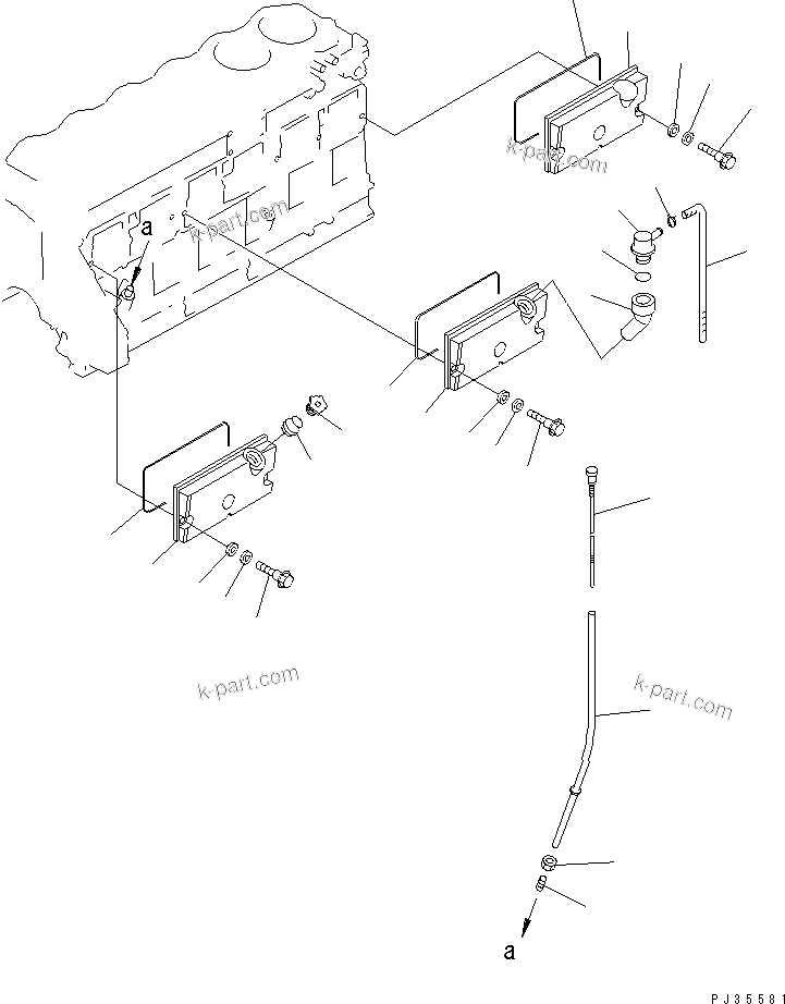 Komatsu parts book diagram for SA6D125-1T S/N 31492-UP: CYLINDER BLOCK COVER