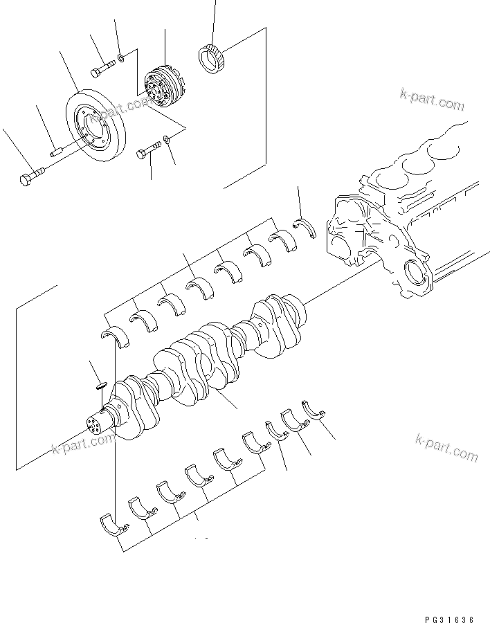 Komatsu parts book diagram for SA6D125-1T S/N 31492-UP: CRANKSHAFT