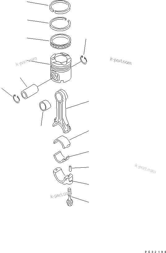 Komatsu parts book diagram for SA6D125-1T S/N 31492-UP: PISTON AND CONNECTING ROD