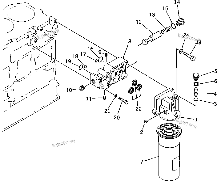 Komatsu parts book diagram for SA6D125-1T S/N 31492-UP: LUBRICATING OIL FILTER