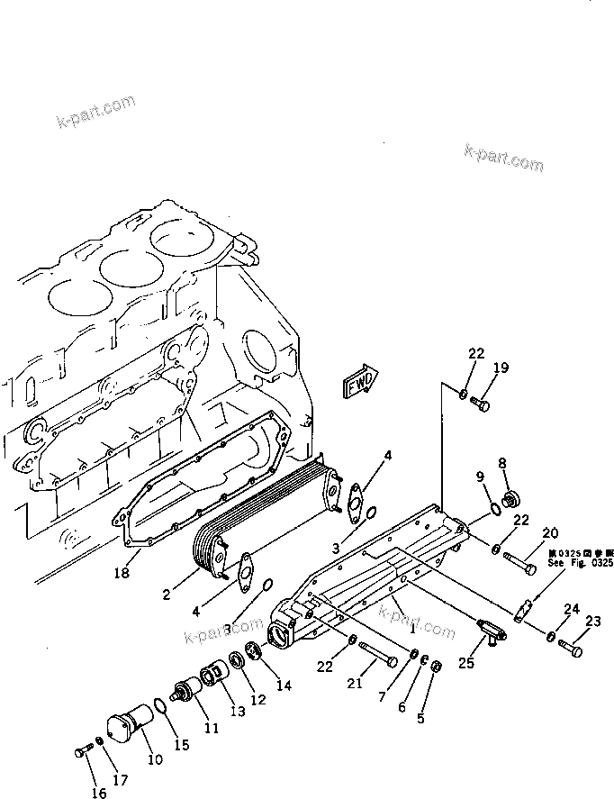 Komatsu parts book diagram for SA6D125-1T S/N 31492-UP: LUBRICATING OIL COOLER