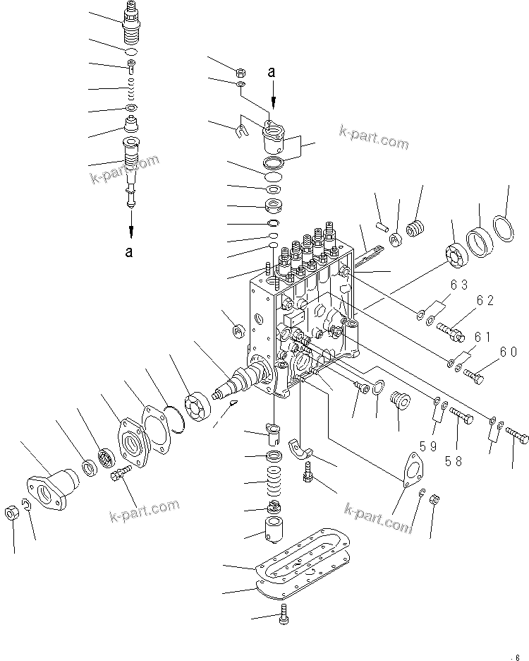 Komatsu parts book diagram for SA6D125-1T S/N 31492-UP: FUEL INJECTION PUMP (PUMP)