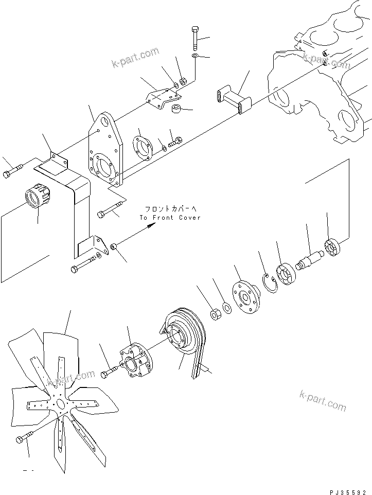 Komatsu parts book diagram for SA6D125-1T S/N 31492-UP: COOLING FAN AND MOUNTING