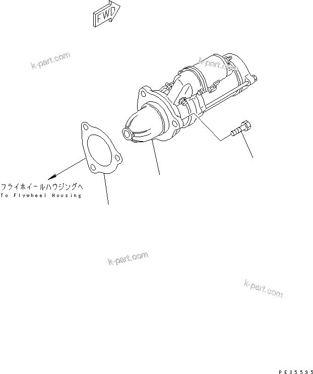 Komatsu parts book diagram for SA6D125-1T S/N 31492-UP: STARTING MOTOR AND MOUNTING