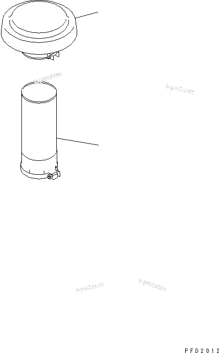 Komatsu parts book diagram for SA6D125E-2C-S7 S/N 60721-UP: AIR CLEANER CAP AND EXTENTION PIPE(#61589-80036)