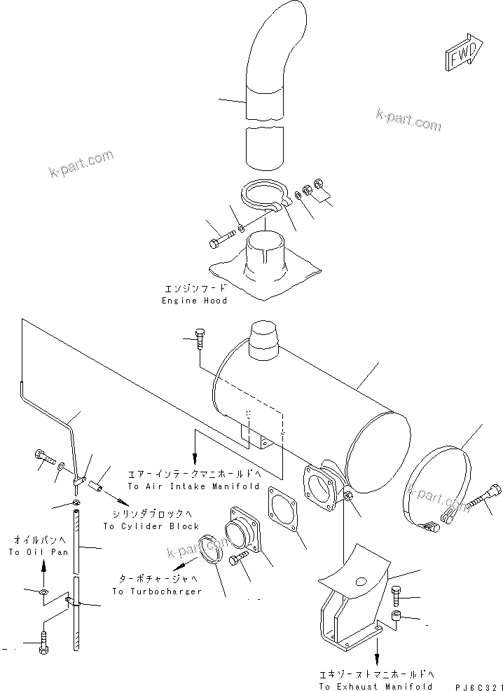 Komatsu parts book diagram for SA6D125E-2C-S7 S/N 60721-UP: MUFFLER (FOR WATER SEPARATOR)(#80412-81023)