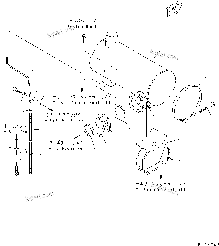 Komatsu parts book diagram for SA6D125E-2C-S7 S/N 60721-UP: MUFFLER (FOR WATER SEPARATOR)(#82014-)