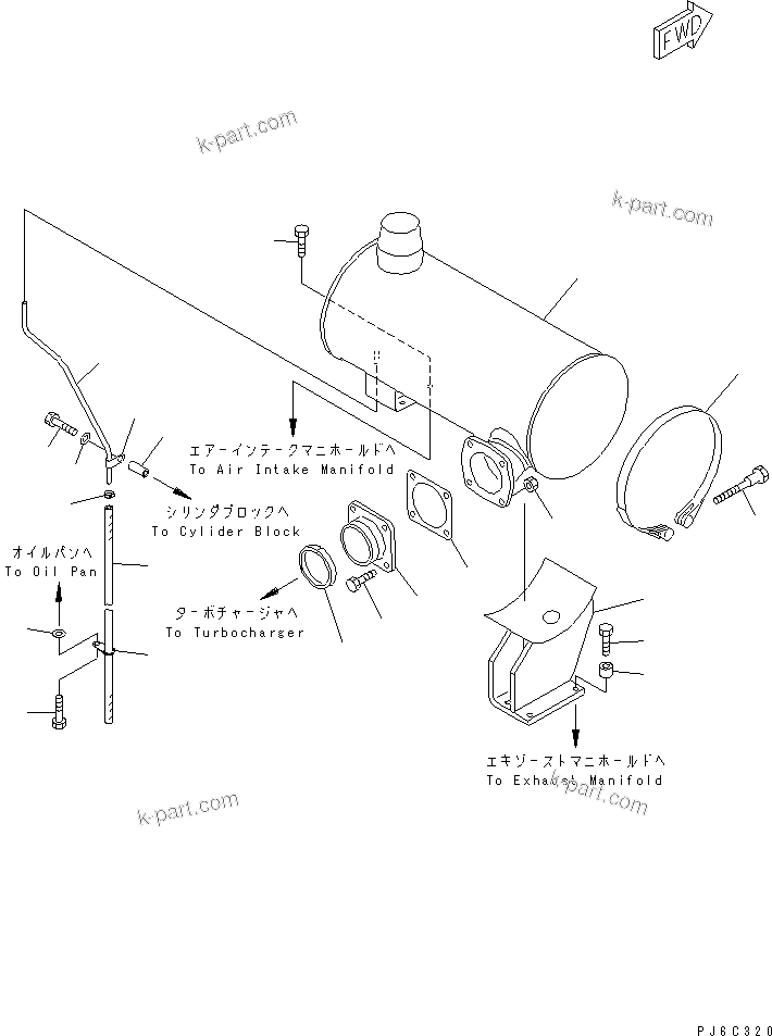 Komatsu parts book diagram for SA6D125E-2C-S7 S/N 60721-UP: MUFFLER(#82014-)