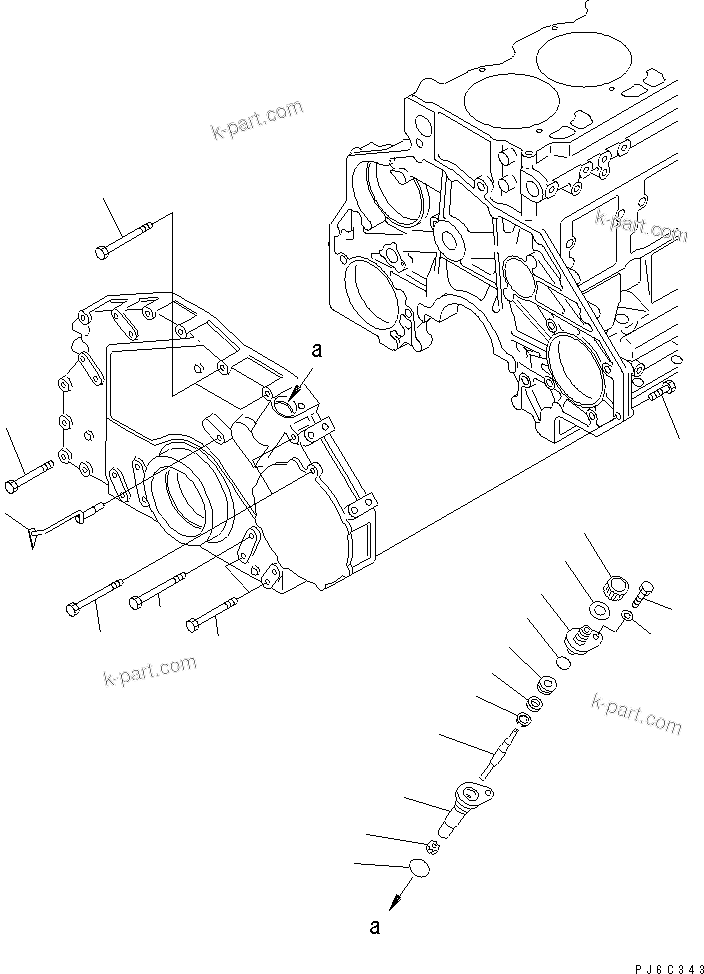 Komatsu parts book diagram for SA6D125E-2C-S7 S/N 60721-UP: FRONT COVER MOUNTING(#75758-)
