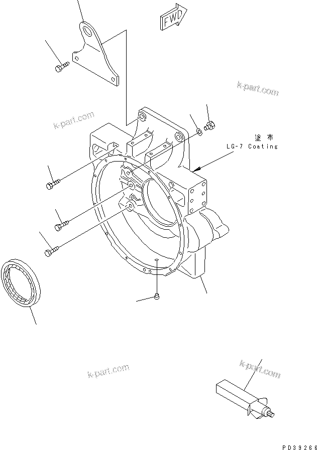 Komatsu parts book diagram for SA6D125E-2C-S7 S/N 60721-UP: FLYWHEEL HOUSING(#61589-67517)
